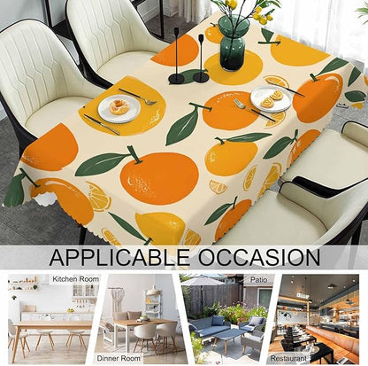 Oranges Kitchen Tablecloth Tropical Fruits Lemons Oranges Indoor Outdoor Table Cover Anti-Oil Table Cloths Dinner Tablecloths for Wedding Banquet BBQ Party, 52x70 Inch(4-6 Seats)