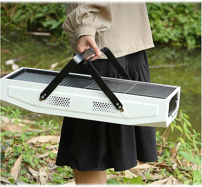 Portable charcoal grill, outdoor grill, folding portable grill, suitable for garden outdoor cooking barbecue camping picnic (Color : Black), 461488
