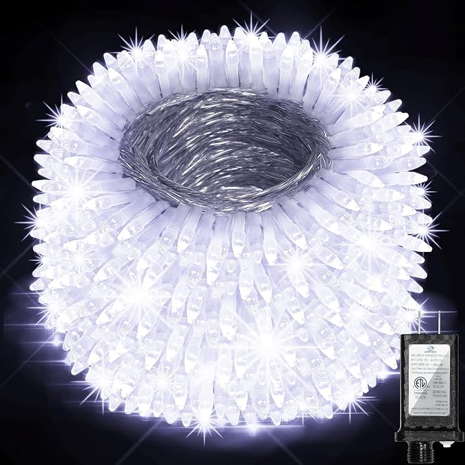 750 LED 240FT Christmas String Lights Outdoor, 12 Pro Modes with Timer | with Memory & Brightness, Plug-in Waterproof Clear Wire Twinkle Light for Xmas Yard Tree Wedding Party Decor (Cool White)