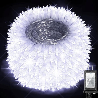 750 LED 240FT Christmas String Lights Outdoor, 12 Pro Modes with Timer | with Memory & Brightness, Plug-in Waterproof Clear Wire Twinkle Light for Xmas Yard Tree Wedding Party Decor (Cool White)
