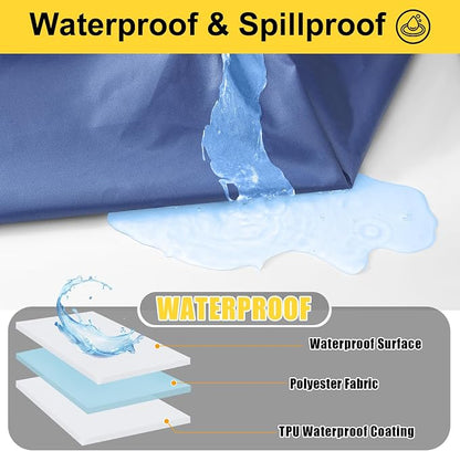 Smiry Picnic Table Cover with Bench Covers, Waterproof Elastic Fitted Polyester Tablecloths for 8 Ft Rectangle Tables, Washable Windproof Tablecloth for Camping, RV & Outdoor (Blue, 30x96 Inches)