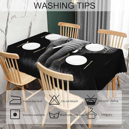 Elephant Dinner Table Cloths Tablecloth Animal Elephant Black Decorative Tablecloth for Rectangle Tables 52"X70", Heavy Duty Table Covers for Kitchen Patio Banquet
