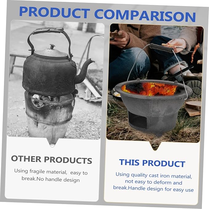Portable Cast Iron Charcoal Stove Outdoor for Camping Picnics Backyard Cooking Sturdy Barbecue Tool for Charcoal Cooking Outdoor Events
