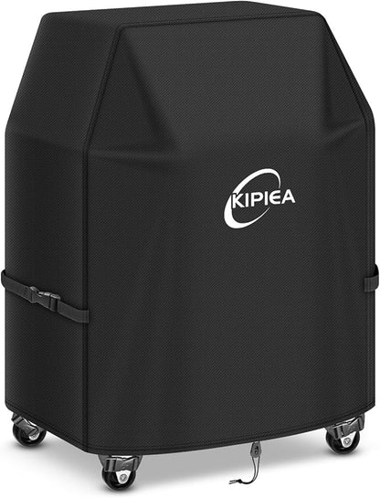 Kipiea 600D Heavy Duty Gas Grill Cover for Weber Spirit E-210/E-215, 32-Inch Waterproof BBQ Cover with Windproof Buckles – Not Compatible with Spirit II E-210, Both Side Tables Must Be Folded