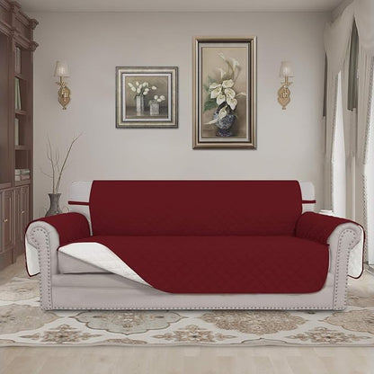 Easy-Going Reversible Couch Cover for 3 Cushion Couch Sofa Cover for Dogs Water Resistant Furniture Protector Cover with Foam Sticks Elastic Straps for Pet Cat (Sofa, Christmas Red/Ivory) | Large, Washable Slipcover For Dogs, Water Resistant Furniture ...