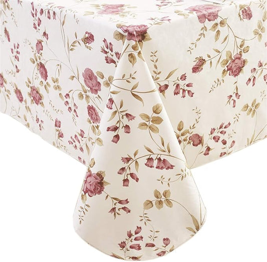 Walrus Heavy Duty Vinyl Tablecloth with Flannel Backing Waterproof Oil-Proof Plastic Table Cloth Stain-Resistant Wipeable Rectangle or Square Table Cover for Indoor and Outdoor (Flowers, 54X54 Inch)
