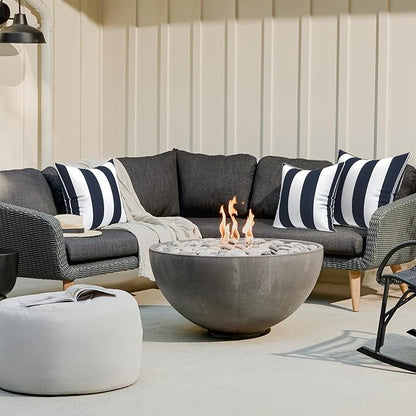 LVTXIII Outdoor Throw Pillow Covers Set of 2, Patio Waterproof Pillow Cases Fade Resistant Accent Pillow Covers for Home and Garden Furniture Decoration, 16x16, Cabana Navy