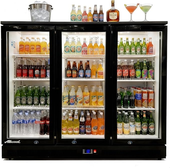 Back Bar Cooler Under Counter Beverage Refrigerator, 12.8 Cu Ft Undercounter Fridge,3 Door 5 inch Commercial Beer Built-In Cooler with LED Light Adjustable Shelves Safety Locks,ETL Approval