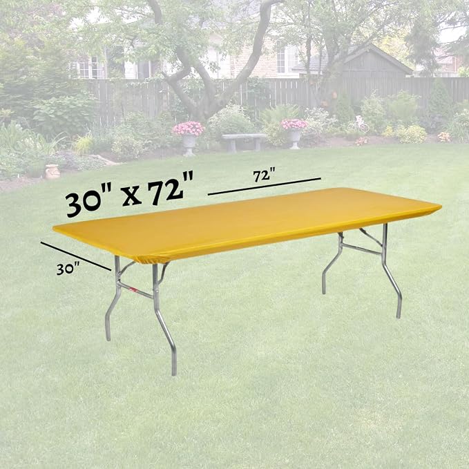 6' Rectangle Plastic Table Covers 30" x 72", Bundle of 5 (Gold)