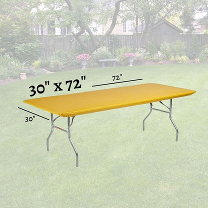 6' Rectangle Plastic Table Covers 30" x 72", Bundle of 5 (Gold)