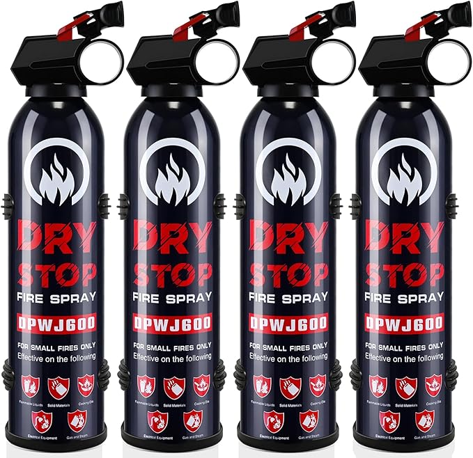 4 Pack Dry Chemical Fire Extinguisher with Mounting Bracket- Portable ABC Fire Extinguisher for Home and Vehicle, Grease & Electrical Fire Extinguisher for Kitchen, Car, Office, Easy to Use