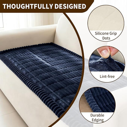Leakproof Couch Cover for Dogs, Non Slip Washable Sofa Protector | Stain-Resistant Window Seat Cushions Chair Mat Car Seat Cover for Kids Pets (NavyBlue 27.6" x 59"+27.6" x 70.9")
