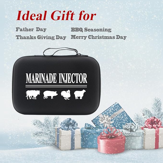 Meat Injector,Turkey Seasoning Injection Kit with 3 Professional Marinade Injector Needles for Grill Smoker BBQ Brisket; Include User Manual, E-Book - Storage Case