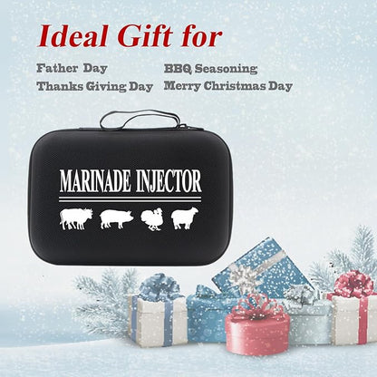 Meat Injector,Turkey Seasoning Injection Kit with 3 Professional Marinade Injector Needles for Grill Smoker BBQ Brisket; Include User Manual, E-Book - Storage Case