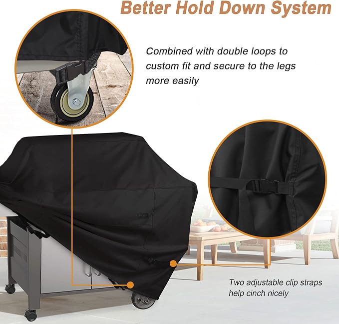NettyPro Grill Cover for Outdoor Grill 48 Inch Waterproof Heavy Duty, Black | 2-3 Burner Gas BBQ Cover for Outside, UV Protection, Windproof Strap, Air Vent, Fits Weber, Char-Broil, Brinkmann Barbecue