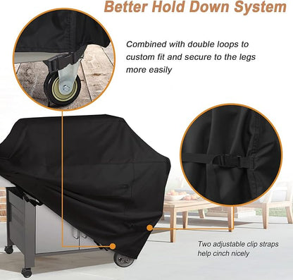 NettyPro Grill Cover for Outdoor Grill 60 Inch Waterproof Heavy Duty, Black | 3-4 Burner Gas BBQ Cover for Outside, UV Protection, Windproof Strap, Air Vent, Fits Weber, Char-Broil, Brinkmann Barbecue
