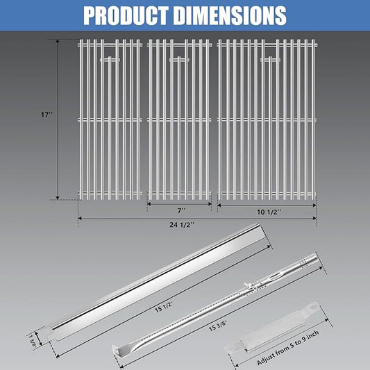 Criditpid Replacement Parts for Charbroil Performance 4 Burner 463365021 463366022 463351021 463350722 463354021 463352521, Grill Grates, Heat Plates, Burners and Igniter for Charbroil Grill Parts