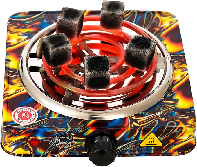 minkah Coal Burner Coconut Charcoal Starter High Power Electric Stove Coconut Charcoal Starter Smart Heat Control Long Cable for BBQ Kitchen