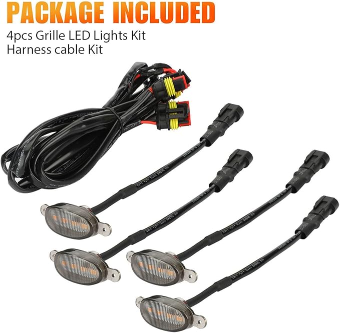 16X Style Smoked Lens Amber LED Front Grille Running Lights for 2009-2018