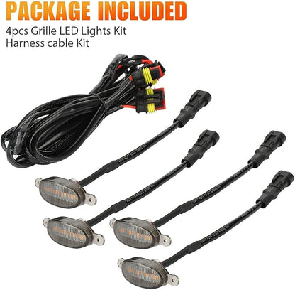 16X Style Smoked Lens Amber LED Front Grille Running Lights for 2009-2018