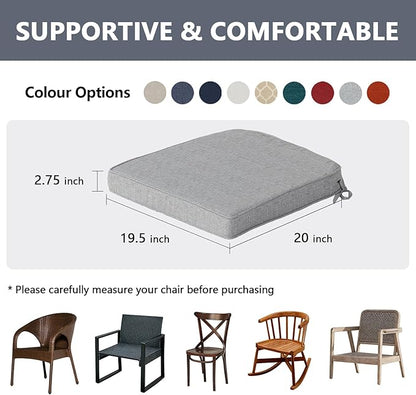 Goodgoods 19.5 x 20 Outdoor Chair Cushions Set of 4, Fade-Resistant & Water-Resistant Patio Seat Cushion Pads with Ties, 30D High-Resilience Foam for Dining Room Kitchen Chairs, Stone Gray