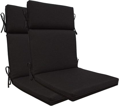 Indoor Outdoor High Back Dining Chair Cushions Replacement Patio Seat Cushion Fade Resistance, Set of 2 (Olefin Black)