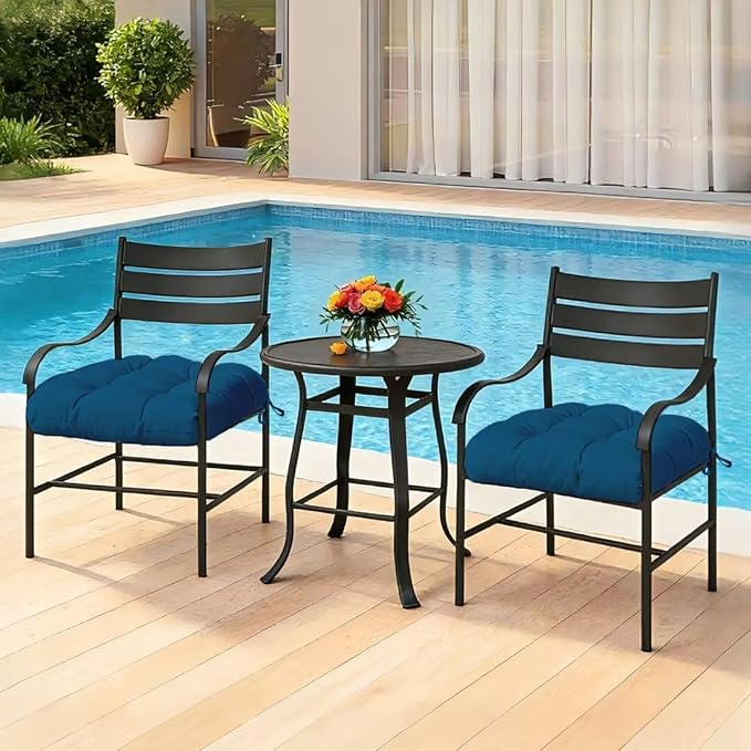 Outdoor Chair Cushions Set of 2, 19"x19" Tufted Outdoor Seat Cushions, Waterproof Patio Furniture Cushions,Navy Blue