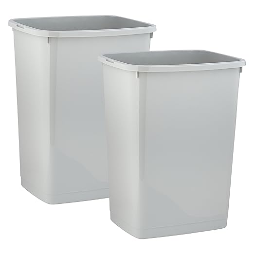 Superio Large Kitchen Trash Can 13 Gallon, 52 Qt Waste Bin for Kitchen, Garage, Indoor and Outdoor Trash Can (2, White Smoke)