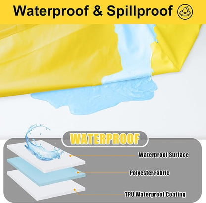 Smiry Picnic Table Cover with Bench Covers, Waterproof Elastic Fitted Polyester Tablecloths for 6 Ft Rectangle Tables, Washable Windproof Tablecloth for Camping, RV & Outdoor (Yellow, 30x72 Inches)