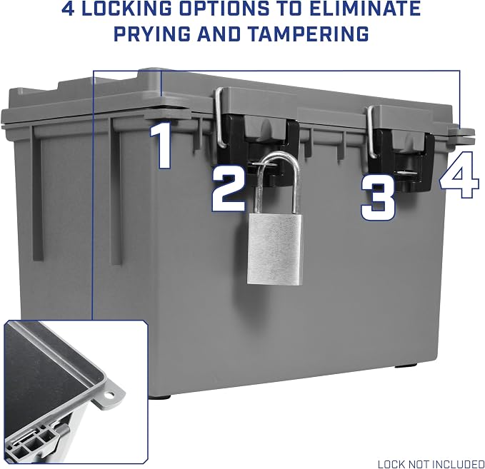 Sheffield XL Ammo Box Made in USA, Stackable Lockable Ammo Storage Box | 2 Pack Lockable Storage Box, Water and Dust Resistant Dry Box, Secures Hunting Gear, Gun Accessories, Supplies, and Bullets
