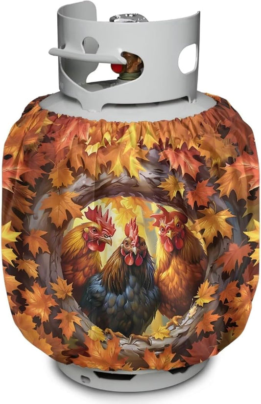 Chicken Print Propane Tank Cover 20lb Heavy Duty Gas Cover Fits Standard 20 lb Tank Cylinder Easily Slips onto Your Propane Tank Outdoor Grill Accessories