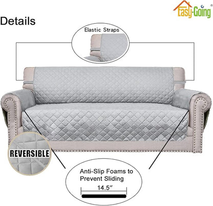 Easy-Going Reversible Couch Cover, 4 Seater Sofa, Light Gray/Light Gray | XX-Large Sofa, Washable Slipcover For Dogs, Water Resistant Mat, Living Room, Non-Slip Sofa Cover, Pet Friendly