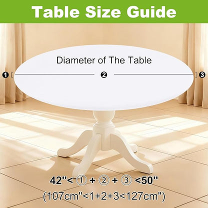 Smiry Round Spandex Tablecloth, Elastic Fitted Washable Tablecloths for 42"-50" Tables, Waterpoof Stretch Picnic Table Cover for Dining, Indoor and Outdoor, White