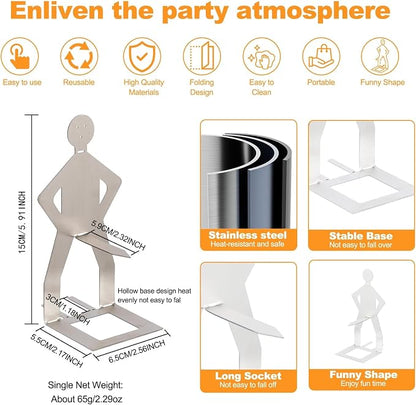 Hot Dog Holder Stand BBQ Accessories, Grill 7Pcs Barbecue Forks Stainless Steel Funny Gift for Party Camping