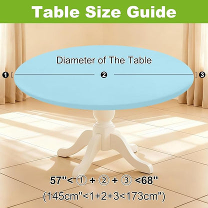Smiry Round Spandex Tablecloth, Waterpoof Stretch Picnic Table Cover for 57"-68" Tables, Elastic Fitted Washable Tablecloths Dining, Indoor and Outdoor, Baby Blue