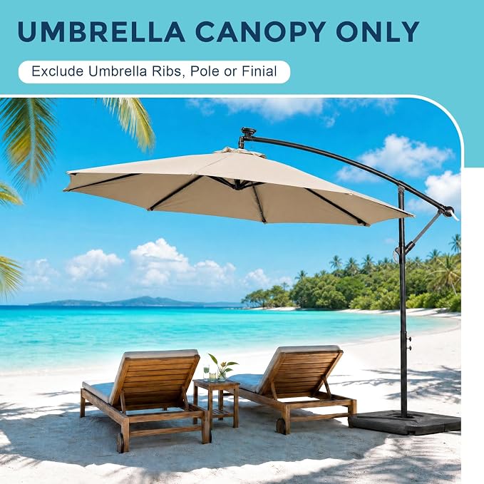 COWVIE Umbrella Canopy Replacement for 8 Ribs Patio Umbrella, Outdoor Table Parasol Replacement for Yard, Canopy Only