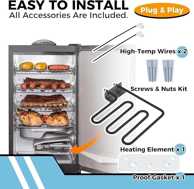 800 Watts Smoker Heating Element Kit Replacement for Char-Broil & Masterbuilt 30" Digital Electric Smoker, Replace 9907120011