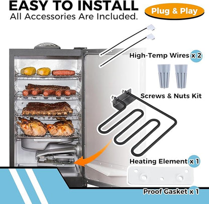800 Watts Smoker Heating Element Kit Replacement for Char-Broil & Masterbuilt 30" Digital Electric Smoker, Replace 9907120011