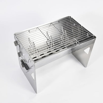 Portable and Foldable Charcoal grills for outdoor ， Fire Pit for Camping ，lightweight and easy-to-assemble small grill, stainless steel with high temperature resistance and easy to clean.