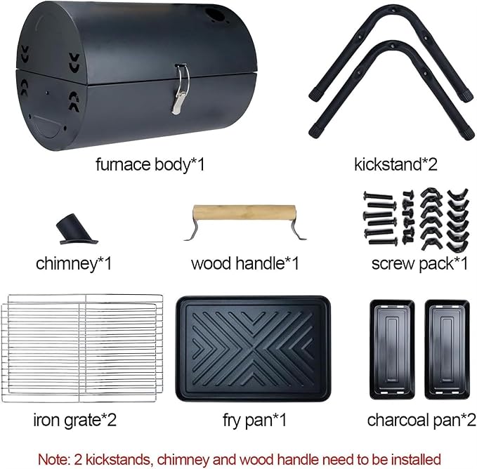 Barbecue Charcoal Grill Portable Double Side Charcoal Grill Outdoor Tabletop Barbecue Grill BBQ Grill for Cooking Charcoal BBQ Grill(White)