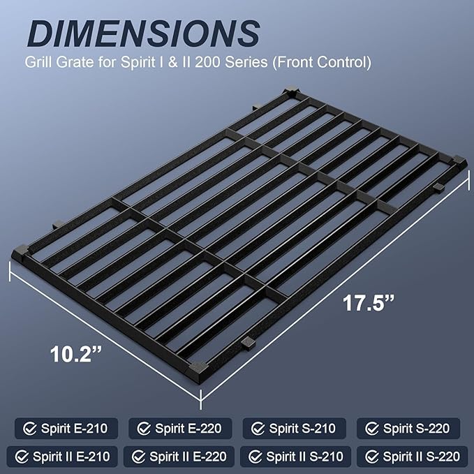 Grill Parts for Weber Spirit I & GS4 II 200 Series with Front Control (2013+) Includes 7635 Flavorizer Bars 69785 Burner Tubes 7637 Cast Iron Grates 7642 Igniter Fits Weber E210 E220 S210 S220