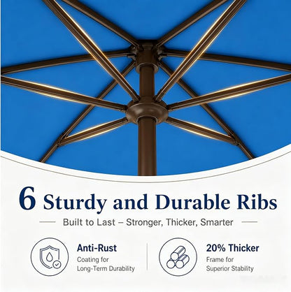 7.5ft Patio Umbrella, Outdoor Table Market Umbrella with Smooth Crank Lift, 6 Windproof Fiberglass Ribs, UPF50+ UV Protection for Deck, Pool, Garden and Backyard
