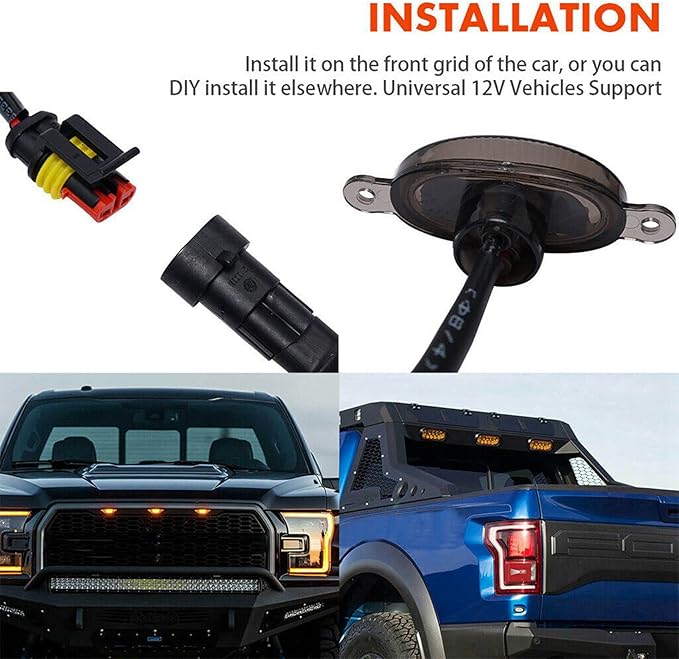 16X Style Smoked Lens Amber LED Front Grille Running Lights for 2009-2018