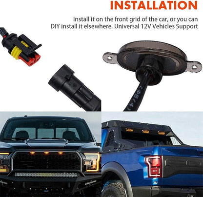 16X Style Smoked Lens Amber LED Front Grille Running Lights for 2009-2018