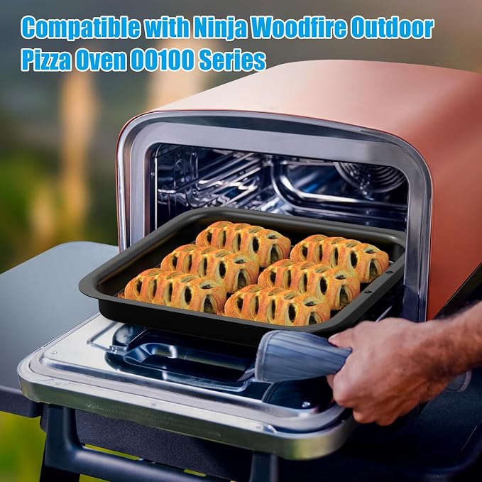 Outspark Porcelain Steel Pan for Ninja Woodfire OO101 Series 8-in-1 Outdoor Pizza Oven, Non-Stick Griddle Plate for Ninja Foodi Digital Air Fry Oven, OO100 SER Accessories,12" x 12"