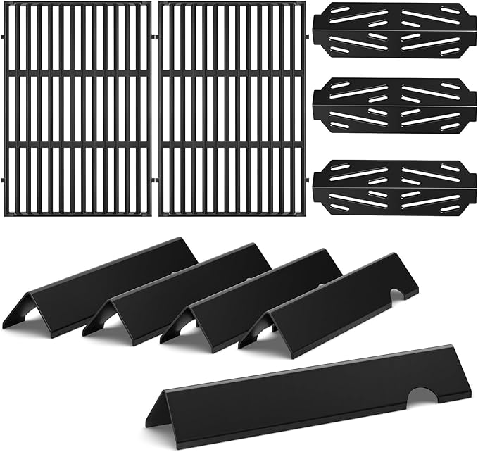 QuliMetal 18.75" Grill Grates and Genesis II Flavorizer Bars and Heat Deflector Replacement Parts for Weber Genesis II 300 /LX 300, 66095 66795 66040 Parts for Weber Genesis II Grill Parts