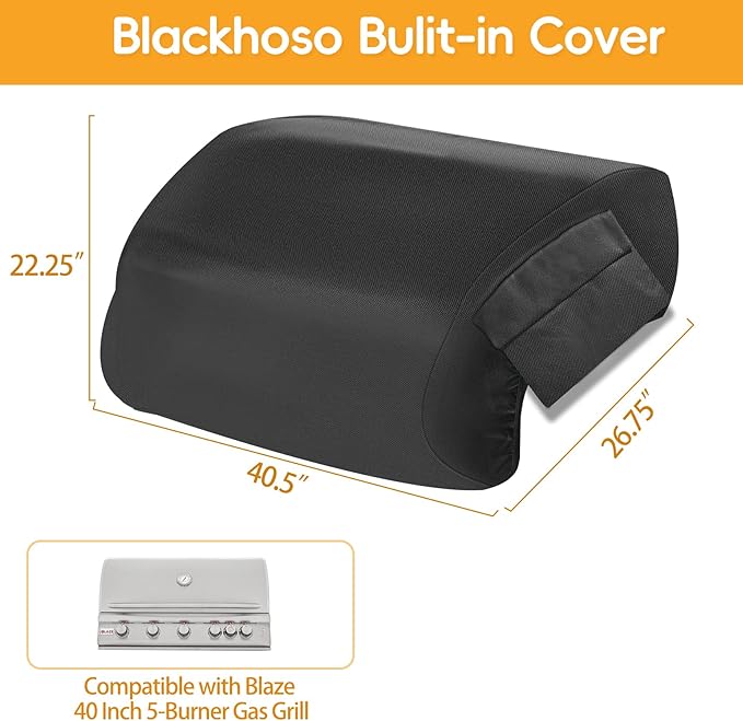 Built-in Grill Cover for Blaze 40 Inch 5-Burner Gas Grill, Heavy Duty Wateproof Island BBQ GrillTop Cover, Outdoor Kitchen Grill Head Cover