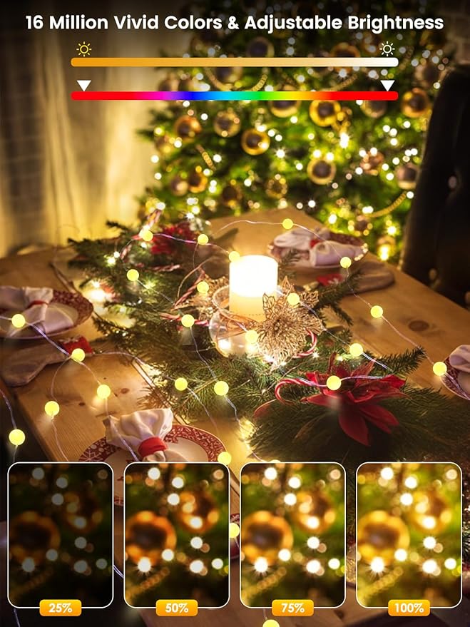 Red White and Blue Smart Color Changing String Lights for Bedroom, 33FT 66LED App Control LED Globe Patriotic Fairy Lights with Remote, 4th of July Decorations Indoor Outdoor for Girl's Room Party