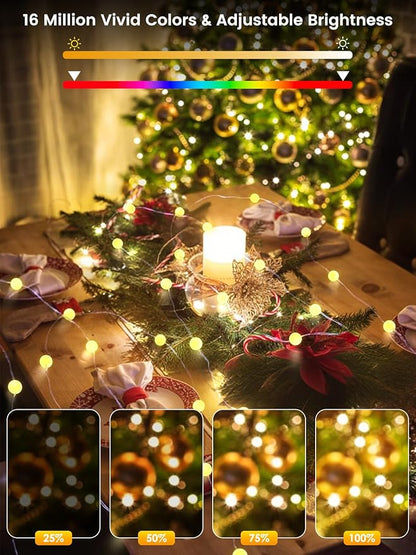 Red White and Blue Smart Color Changing String Lights for Bedroom, 33FT 66LED App Control LED Globe Patriotic Fairy Lights with Remote, 4th of July Decorations Indoor Outdoor for Girl's Room Party