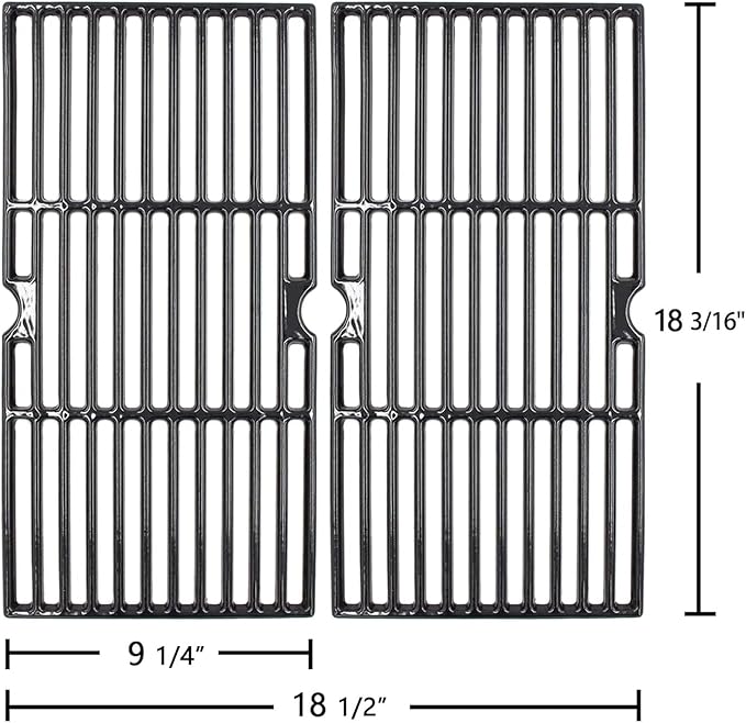 Hongso 18 3/16" x 9 1/4" Porcelain-Enameled Grill Grates 463675517 for CharBroil Signature 2 Burners, 4 Burners 463277017 463245017 Models, Cooking Grids G470-0002-W1, 2 Packs
